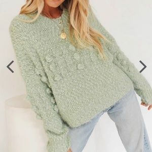 Verge Girl | Eyelash Green Sweater